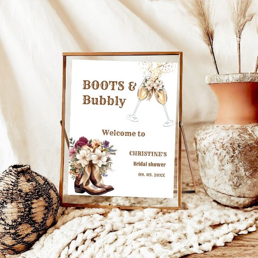 Boots & Bubbly Boho western Vrijgezellenfeest Welk Poster