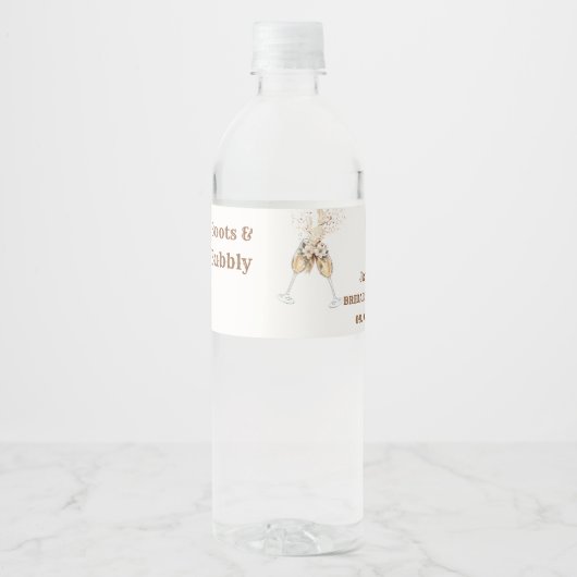 Boots & Bubbly Boho Westerse Bruidsfeest Borrel Waterfles Etiket (Voorkant)