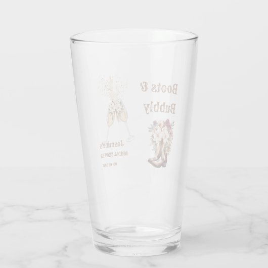 Boots & Bubbly Boho Westerse Bruiloftsfeest Partij Glas (Achterkant)