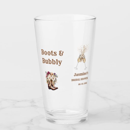 Boots & Bubbly Boho Westerse Bruiloftsfeest Party Glas (Voorkant)