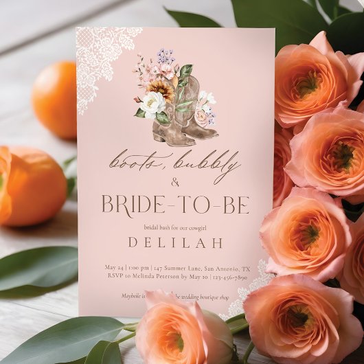 Boots Bubbly & Bride om Western Vrijgezellenfeest  Kaart