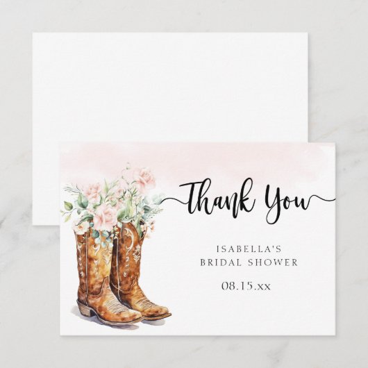 Boots & Bubbly Bruidsfeest Dank Je Kaart (Voorkant / Achterkant)