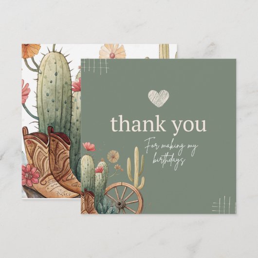 Boots & Bubbly Celebration Verjaardagsfeestje – We Bedankkaart (Voorkant / Achterkant)