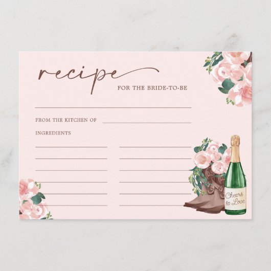 Boots & Bubbly Champagne bloemenrecept Kaart (Voorkant)