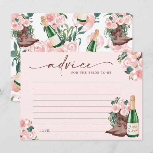 Boots & Bubbly Champagne Floral Advice Kaart (Voorkant / Achterkant)