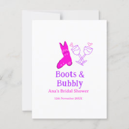 Boots & bubbly champagnefles vrijgezellenfeest roz briefkaart