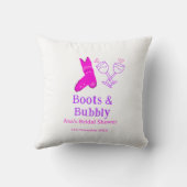 Boots & bubbly champagnefles vrijgezellenfeest roz kussen (Achterkant)