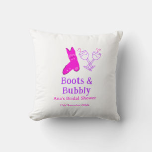 Boots & bubbly champagnefles vrijgezellenfeest roz kussen