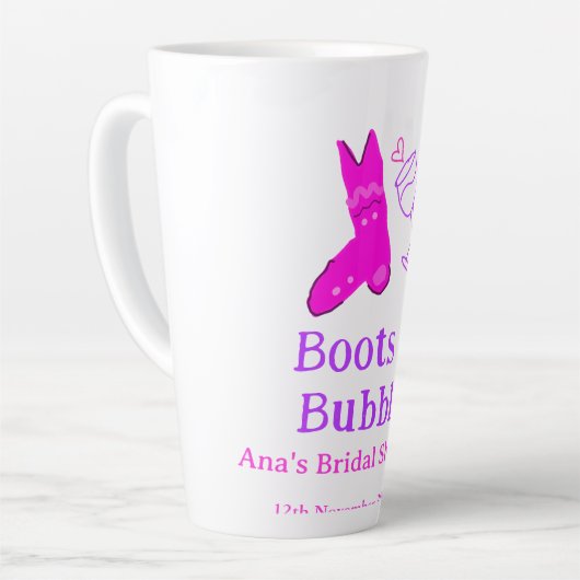 Boots & bubbly champagnefles vrijgezellenfeest roz latte mok (Linkerhoek)