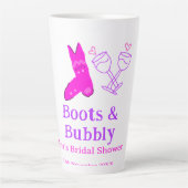 Boots & bubbly champagnefles vrijgezellenfeest roz latte mok (Voorkant)