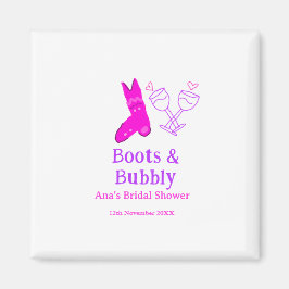Boots & bubbly champagnefles vrijgezellenfeest roz magneet