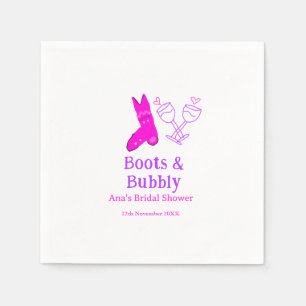 Boots & bubbly champagnefles vrijgezellenfeest roz servet