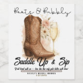 Boots & Bubbly Country Western Boot Bruidsfeest Wijn Etiket (Enkel label)