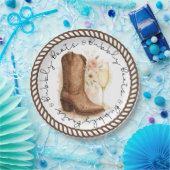 Boots & Bubbly Country Western Boot Vrijgezellenfe Papieren Bordje (Feest)