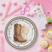 Boots & Bubbly Country Western Boot Vrijgezellenfe Papieren Bordje (Feest)
