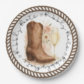 Boots & Bubbly Country Western Boot Vrijgezellenfe Papieren Bordje (Voorkant)