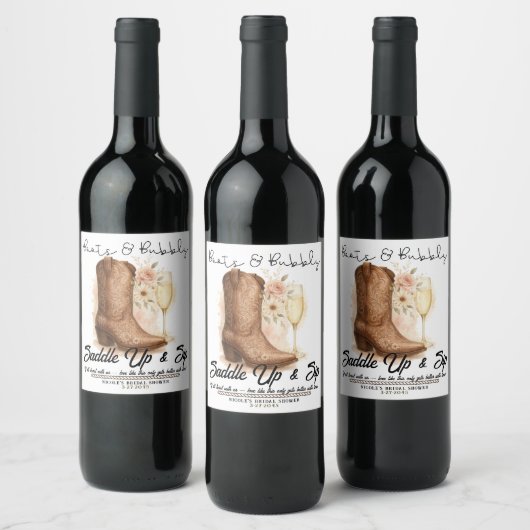 Boots & Bubbly Country Western Boot Vrijgezellenfe Wijn Etiket (Flessen)