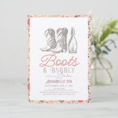 Boots & Bubbly Cowboy Boots Vrijgezellenfeest Kaart (Staand voorkant)