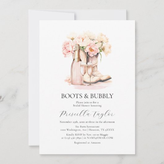 Boots & Bubbly Cowgirl Champagne VRIJGEZELLENFEEST Kaart (Voorkant)
