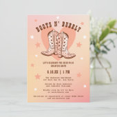 Boots & Bubbly Cowgirl Western Perzik Vrijgezellen Kaart (Staand voorkant)