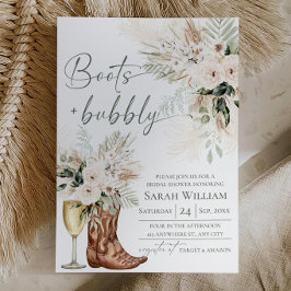 Boots Bubbly Groene Bruiloftsuitnodiging Kaart