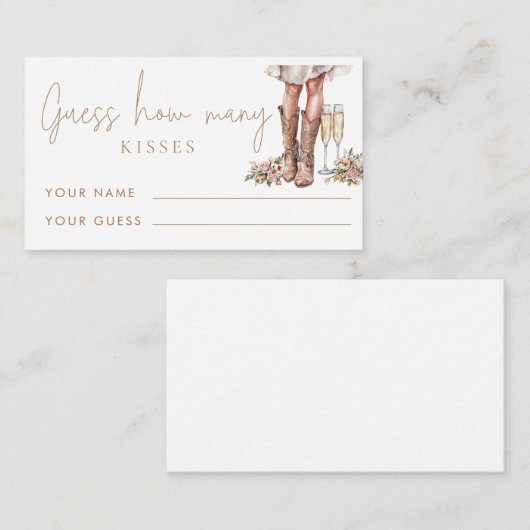 Boots & Bubbly Raad hoeveel kussen bruidsspel Informatiekaartje (Voorkant / Achterkant)