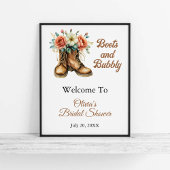 Boots & Bubbly Rustic Bridal Shower Welcome Poster