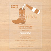 Boots Bubbly Rustic Western Country Vrijgezellenfe Acryl Uitnodigingen (Voorkant)