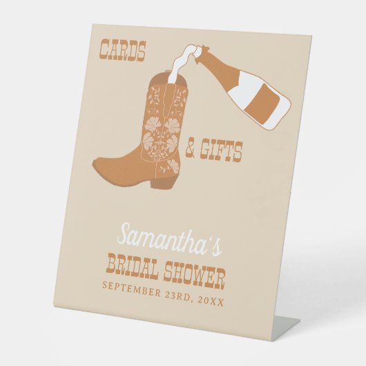 Boots Bubbly Rustic Western Country Vrijgezellenfe Reclamebord Met Voetstuk (Voorkant)