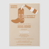 Boots Bubbly Rustic Western Country Vrijgezellenfe Vellum Uitnodigingen (Voorkant)