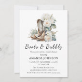 Boots & Bubbly rustiek bloemig Vrijgezellenfeest Kaart (Voorkant)