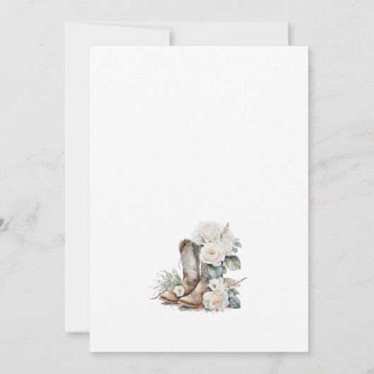 Boots & Bubbly rustiek bloemig Vrijgezellenfeest Kaart (Achterkant)