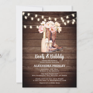 Boots & Bubbly rustieke Cowgirl Bloemen VRIJGEZELL Kaart
