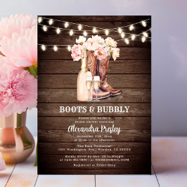 Boots & Bubbly rustieke Cowgirl Bloemen VRIJGEZELL Kaart