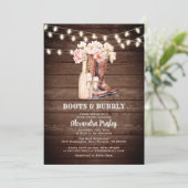 Boots & Bubbly rustieke Cowgirl Bloemen VRIJGEZELL Kaart (Staand voorkant)