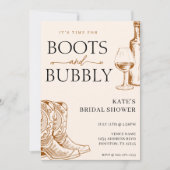 Boots & Bubbly Tan Brown Vrijgezellenfeest Kaart (Voorkant)