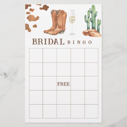 Boots & Bubbly Vrijgezellenfeest bingo spel (Voorkant)