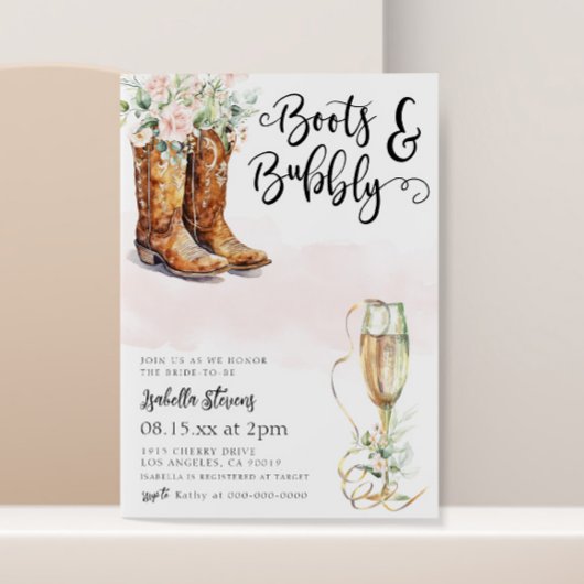 Boots & Bubbly Vrijgezellenfeest Kaart