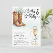 Boots & Bubbly Vrijgezellenfeest Kaart (Staand voorkant)