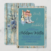 Boots & Bubbly Waterverf Vrijgezellenfeest Kaart (Voorkant / Achterkant)