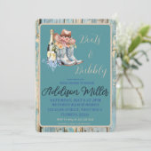 Boots & Bubbly Waterverf Vrijgezellenfeest Kaart (Staand voorkant)