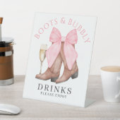 Boots Bubbly Western Bridal Shower Drinks Reclamebord Met Voetstuk (Insitu)