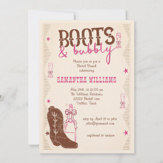 Boots & Bubbly Westerse Cowgirl Bruiloftsborrel  Kaart