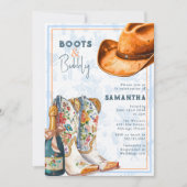 Boots & Bubbly Westerse Toile Bruidsdouche Kaart (Voorkant)