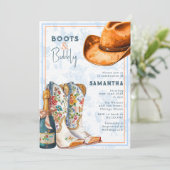 Boots & Bubbly Westerse Toile Bruidsdouche Kaart (Staand voorkant)