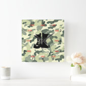 Boots & Camo Military Wall Clock Vierkante Klok (Huis)