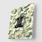 Boots & Camo Military Wall Clock Vierkante Klok (Hoek)