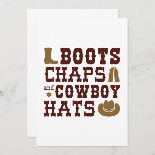 Boots Chaps And Cowboy Hats Bedankkaart (Voorkant / Achterkant)