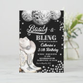 Boots en Bling Silver verjaardagsfeestje Kaart (Staand voorkant)