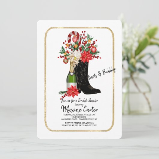 Boots en bubble kerst kaart (Staand voorkant)